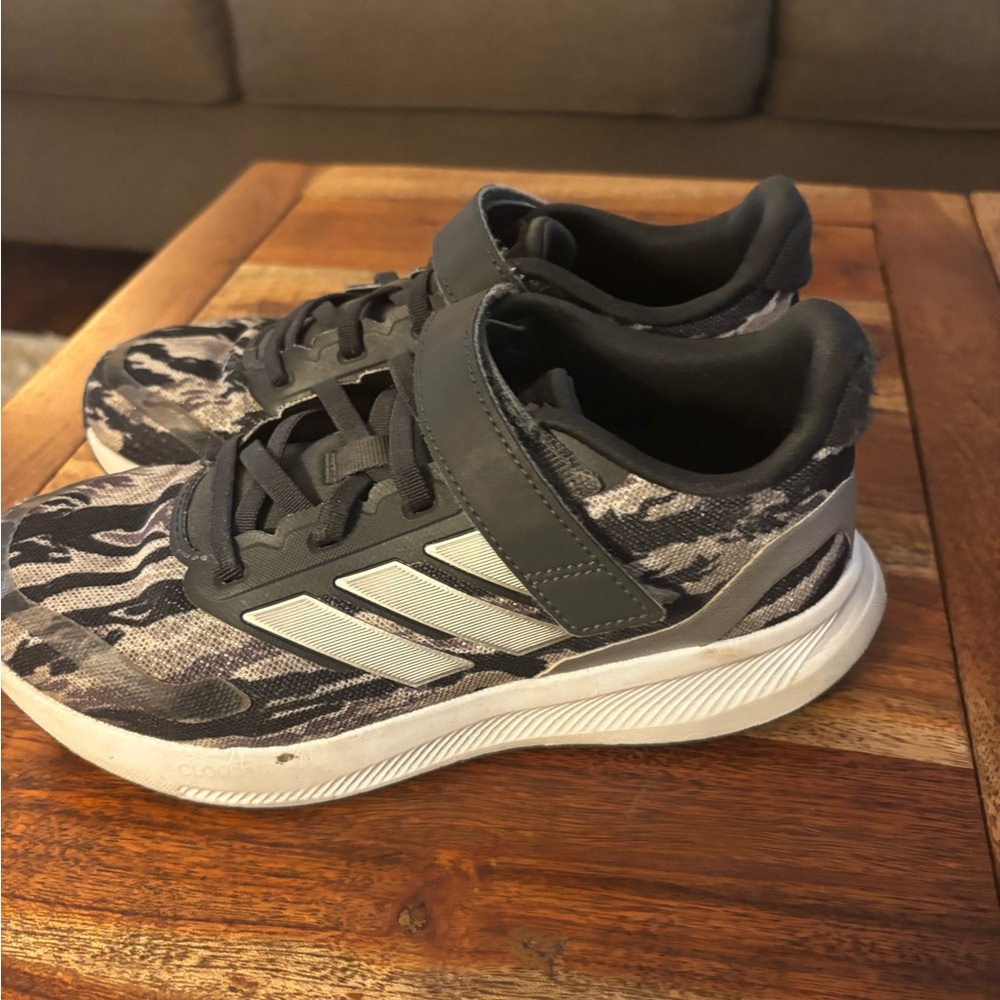 Adidas Kids' Camouflage Gray and White Sneakers